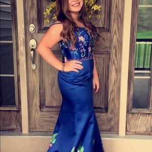 Royal Blue Beaded Val Stefani Prom Dress
